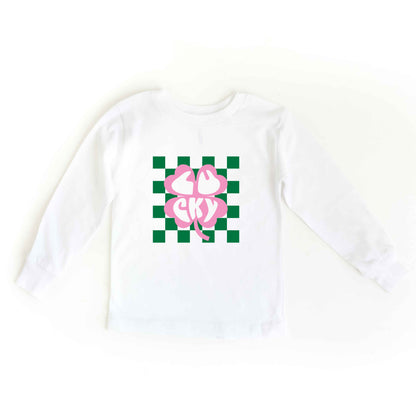 Lucky Clover Checkered | Youth Long Sleeve Tee