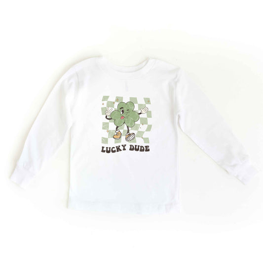 Lucky Dude Checkered | Toddler Long Sleeve Tee