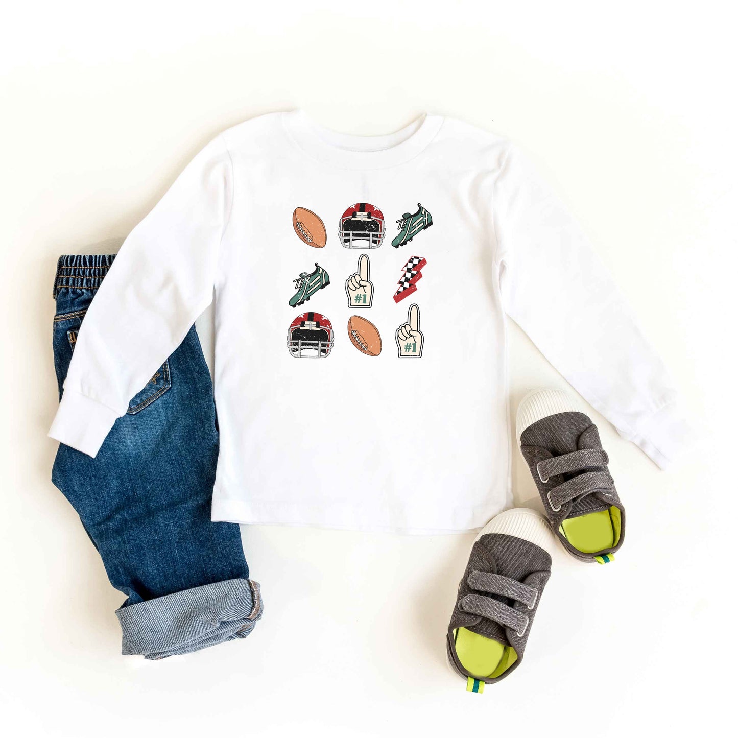 Football Collage | Toddler Long Sleeve Tee