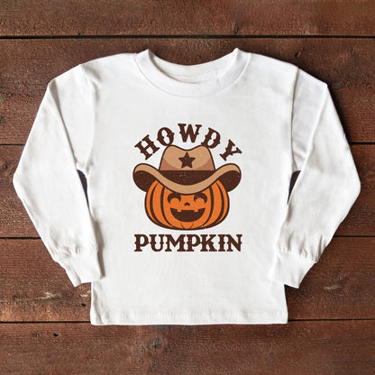 Howdy Pumpkin Hat | Toddler Graphic Long Sleeve Tee
