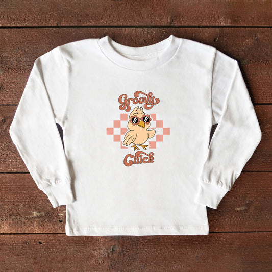 Groovy Chick Checkered | Youth Long Sleeve Tee