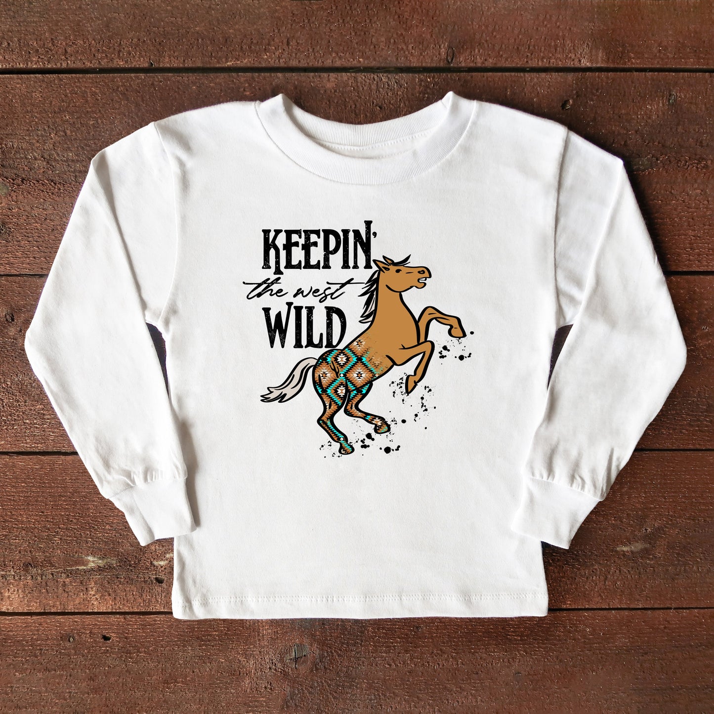 Keepin The West Wild Horse | Youth Graphic Long Sleeve Tee