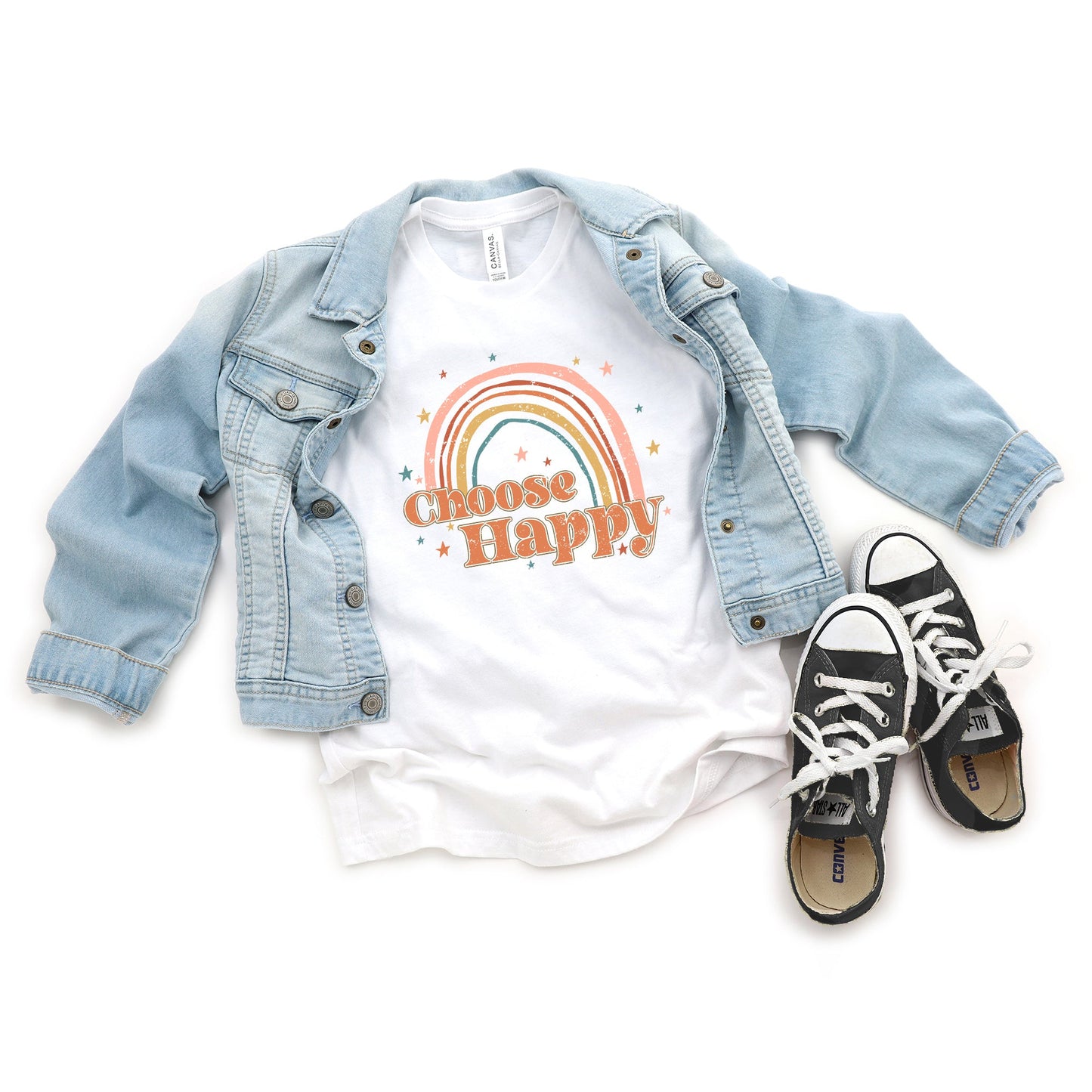 Choose Happy Rainbow | Youth Short Sleeve Crew Neck