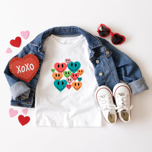 Distressed Smiley Hearts | Toddler Short Sleeve Crew Neck