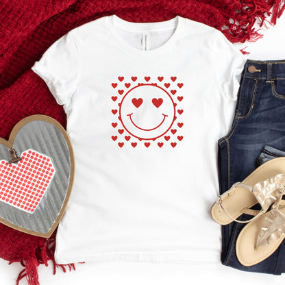 Smiley Face Hearts | Youth Short Sleeve Crew Neck