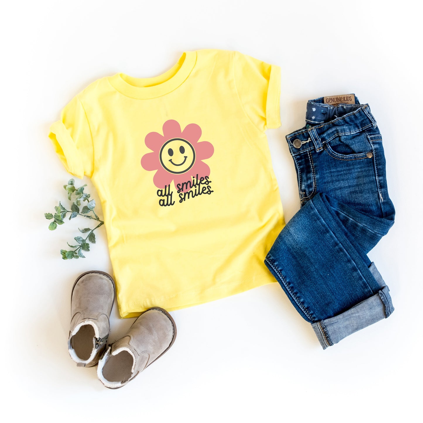 All Smiles Flower | Toddler Short Sleeve Crew Neck